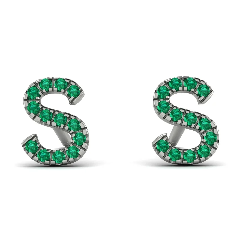 Crystal Earrings For Holiday Glam-Personalised Initial Emerald Earrings - Gloria No. 6