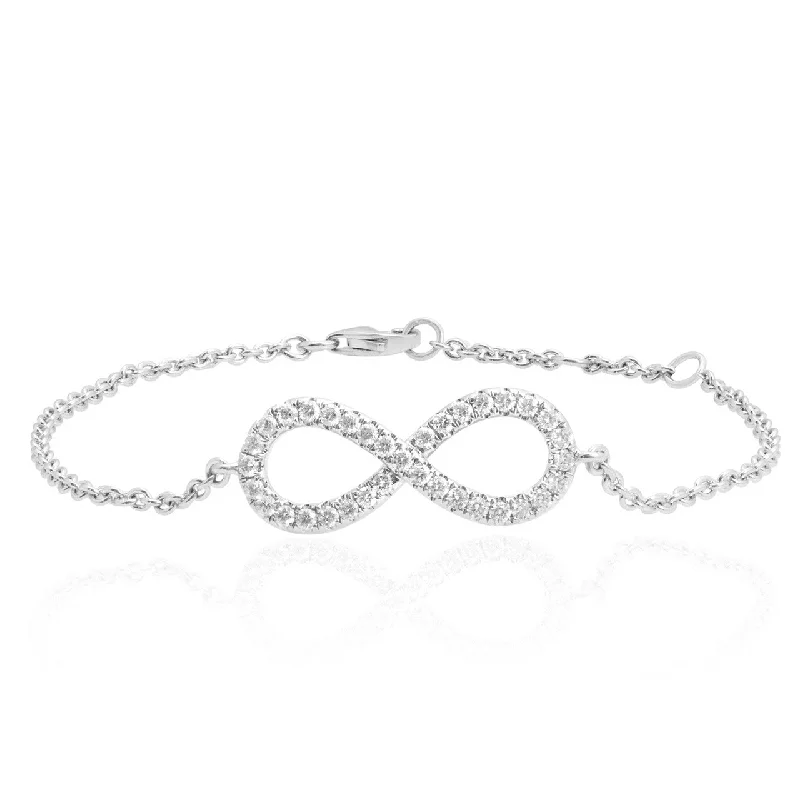 Gorgeous Silver Cuff Bracelets For Elegant Fashion-18k White Gold .53ct Diamond Infinity Bracelet