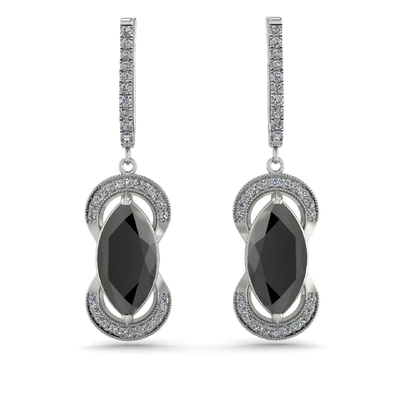 Simple Drop Earrings For Subtle Beauty-Marquise Vintage Black Diamond Earrings - Marley No. 9