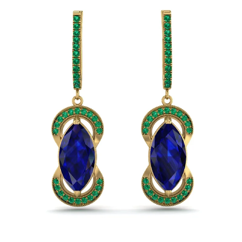 Bohemian Earrings For Artistic Looks-Marquise Vintage Sapphire Earrings - Marley No. 28