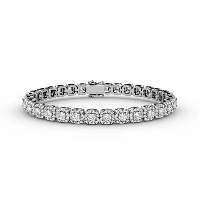 Unique Vintage Bracelets For Retro Charm-Cushion Cut Diamond Bracelet B1490