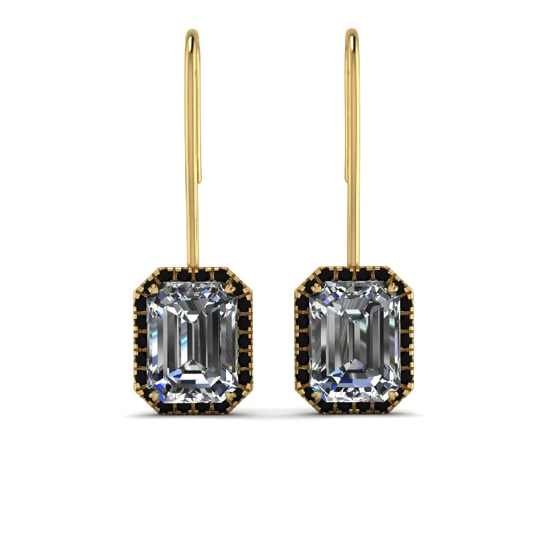 Crystal Hoop Earrings For Bold Fashion-Halo Emerald Cut Diamond Earrings - Izabella No. 31