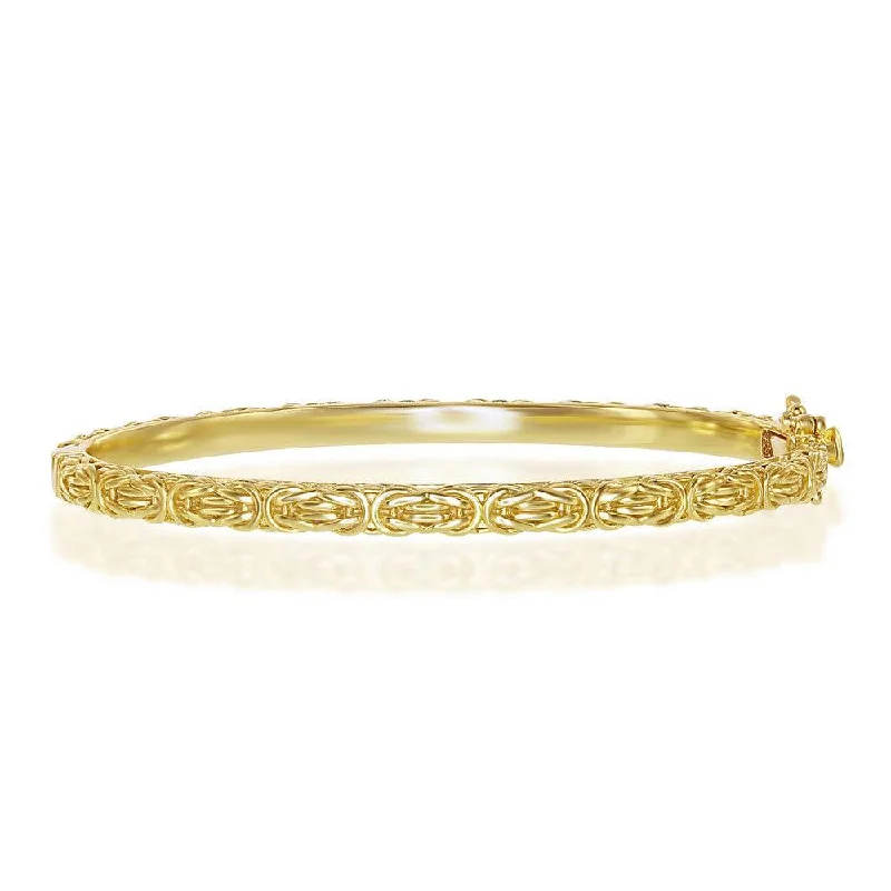 Elegant Gemstone Bangles For Colorful Glam-Sterling Silver Byzantine Design Bangle - Gold Plated