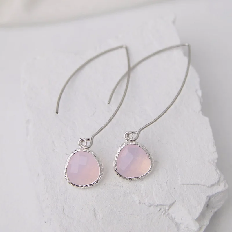 Beautiful Gold Earrings For Special Occasions-Sterling Silver Long Crystal Drop Earrings - Violet Opal