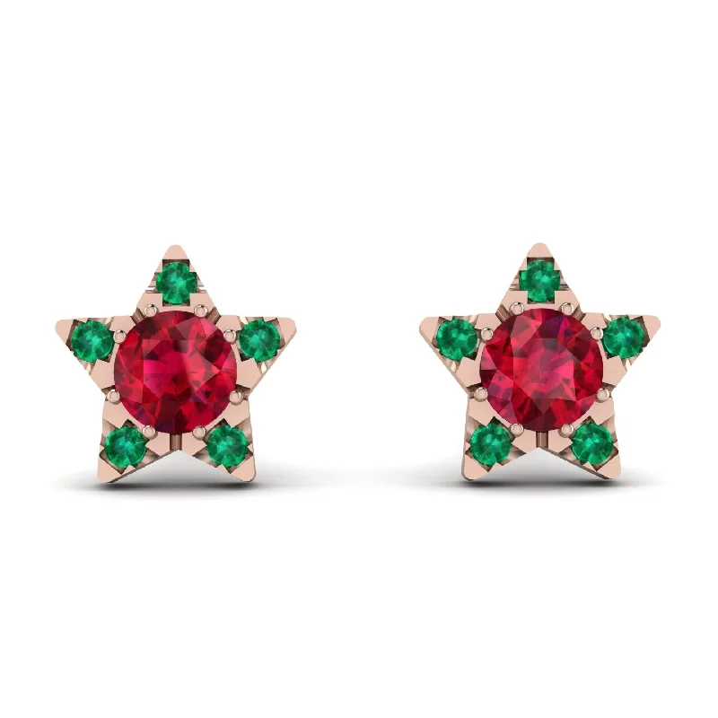 Beautiful Gemstone Earrings For Elegant Glam-Star Halo Ruby Earrings - Zelda No. 26