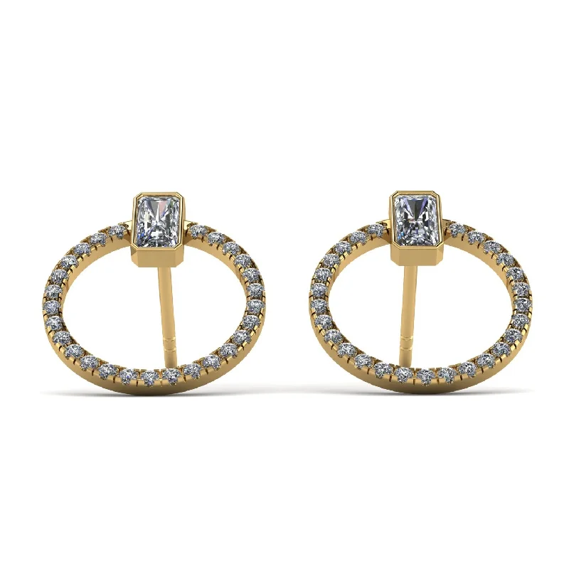 Artistic Hoop Earrings For Trendy Fashion-Emerald Cut Circle Diamond Earrings - Oaklyn No. 1