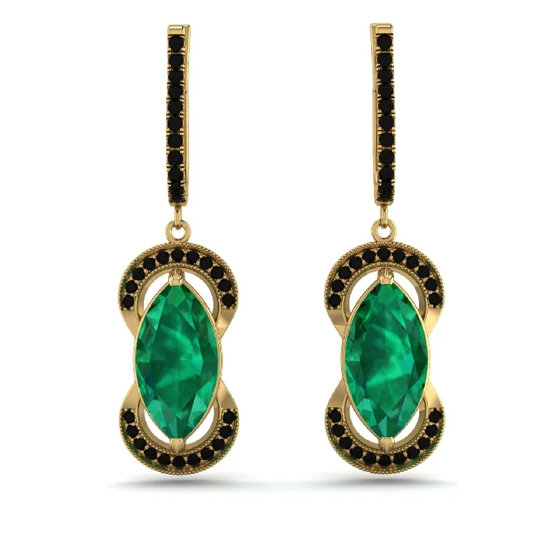 Pearl Earrings For Wedding Jewelry-Marquise Vintage Emerald Earrings - Marley No. 34