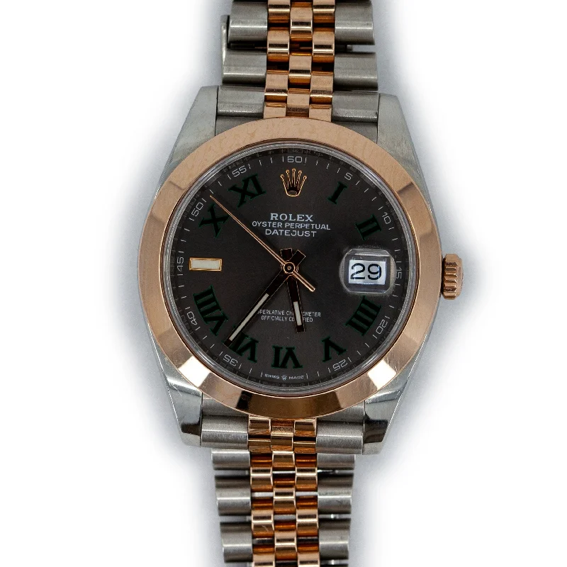 Classic Rose Gold Watches For Timeless Elegance-Pre-Owned DateJust Wimbledon Rose Gold & Stainless Steel