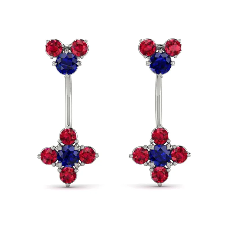 Elegant Crystal Earrings For Formal Events-Hanging Sapphire Compass Earrings - Brittany No. 60