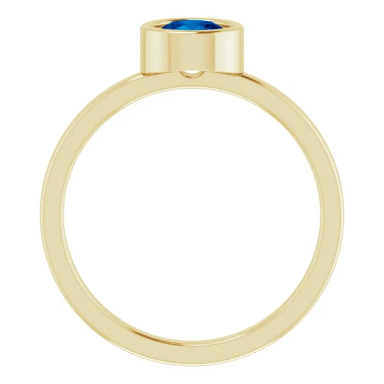 Luxury Gemstone Rings For High-End Fashion-14K Yellow 5.5 mm Natural Blue Sapphire Ring