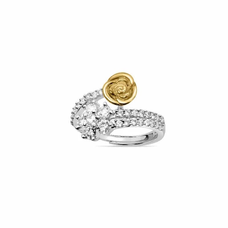 Affordable Diamond Rings For Timeless Glam-Zarkan Ravishing Golden Rose Gold Silver Ring