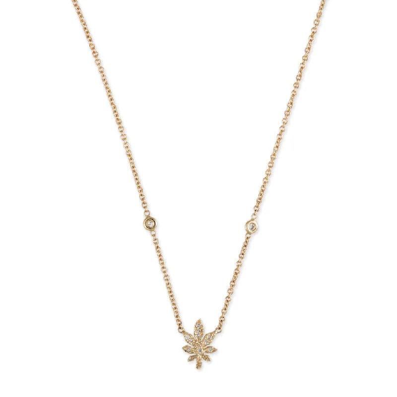 PAVE SWEET LEAF 2 DIAMOND CHAIN NECKLACE