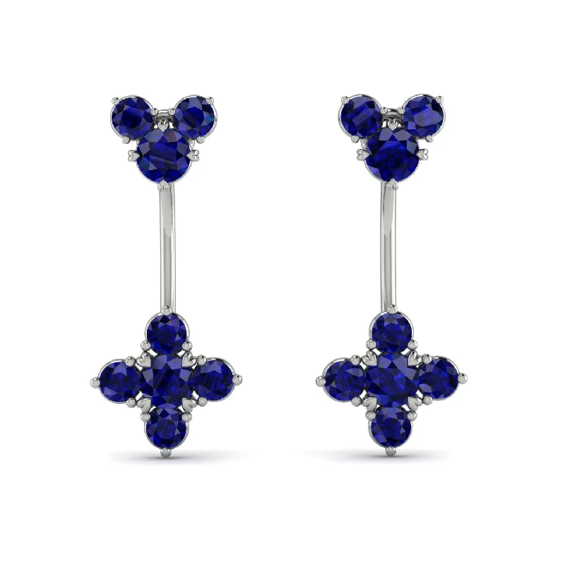 Geometric Earrings For Modern Fashion-Hanging Sapphire Compass Earrings - Brittany No. 75