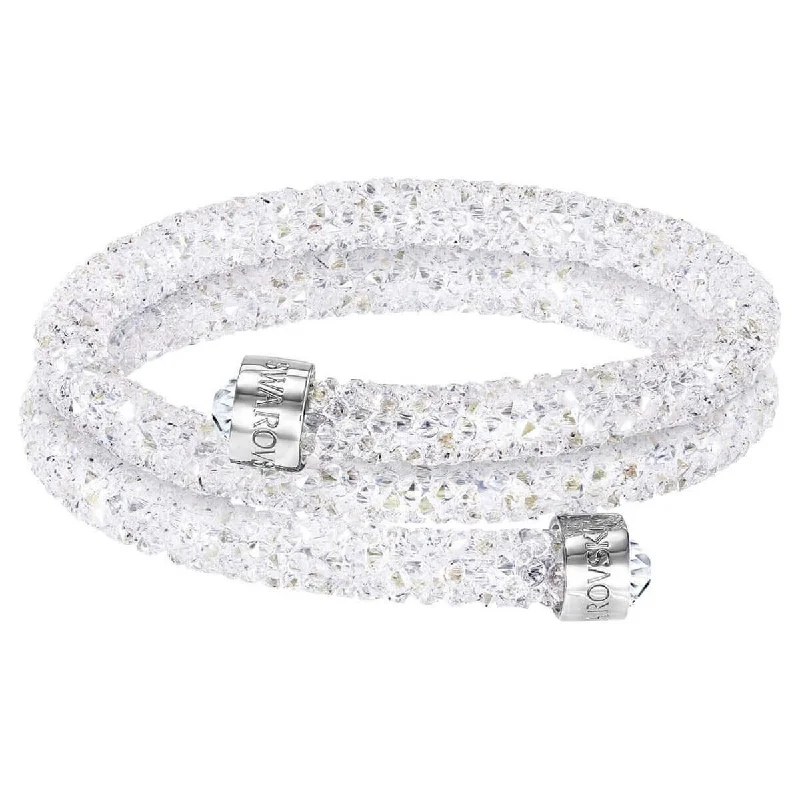 Trendy Beaded Bangles For Casual Fashion-Swarovski Women's Double Bangle Bracelet - Crystaldust, White | 5237754