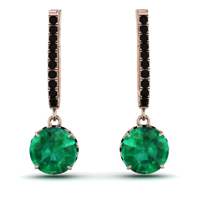 Luxury Pearl Earrings For Bridal Look-Emerald Dangle Earrings With Hidden Halo - Adaline No. 35