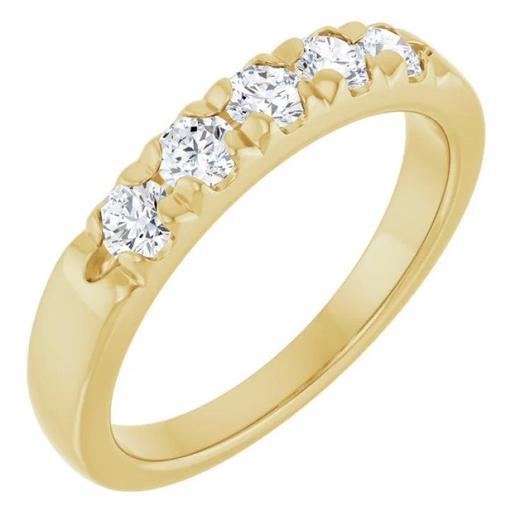 Trendy Titanium Rings For Contemporary Style-14K Yellow 1/2 CTW Lab-Grown Diamond  French-Set Anniversary Band