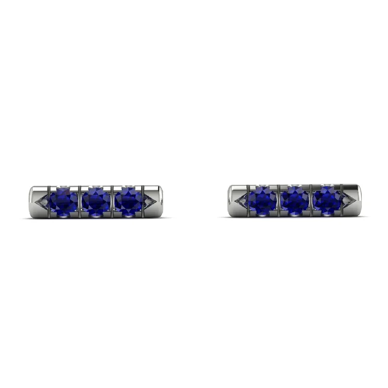 Colorful Resin Earrings For Artistic Fashion-3 Sapphires Stud Earrings - Mina No. 15