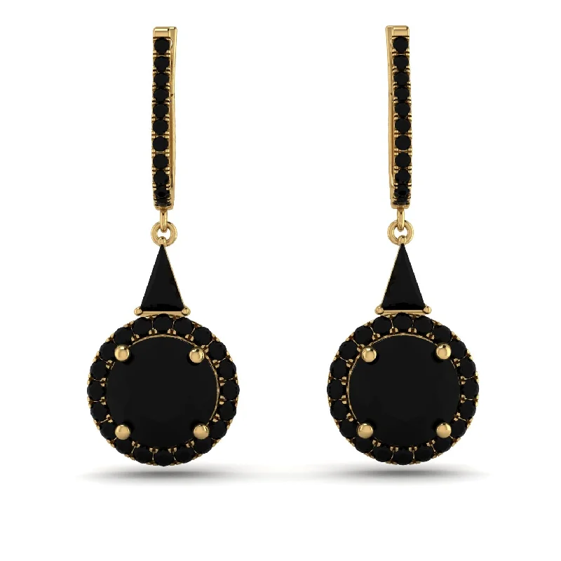 Luxury Earrings For Elegant Fashion-Hidden Halo Black Diamond Earrings - Joanna No. 37