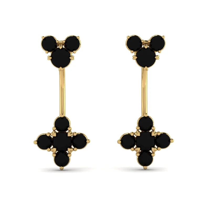 Beautiful Gold Earrings For Special Occasions-Hanging Black Diamond Compass Earrings - Brittany No. 37