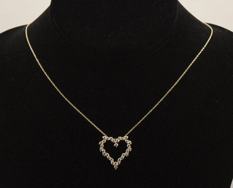 14K Gold Diamonique CZ Heart Pendant on 14K Gold Chain Necklace - 18"