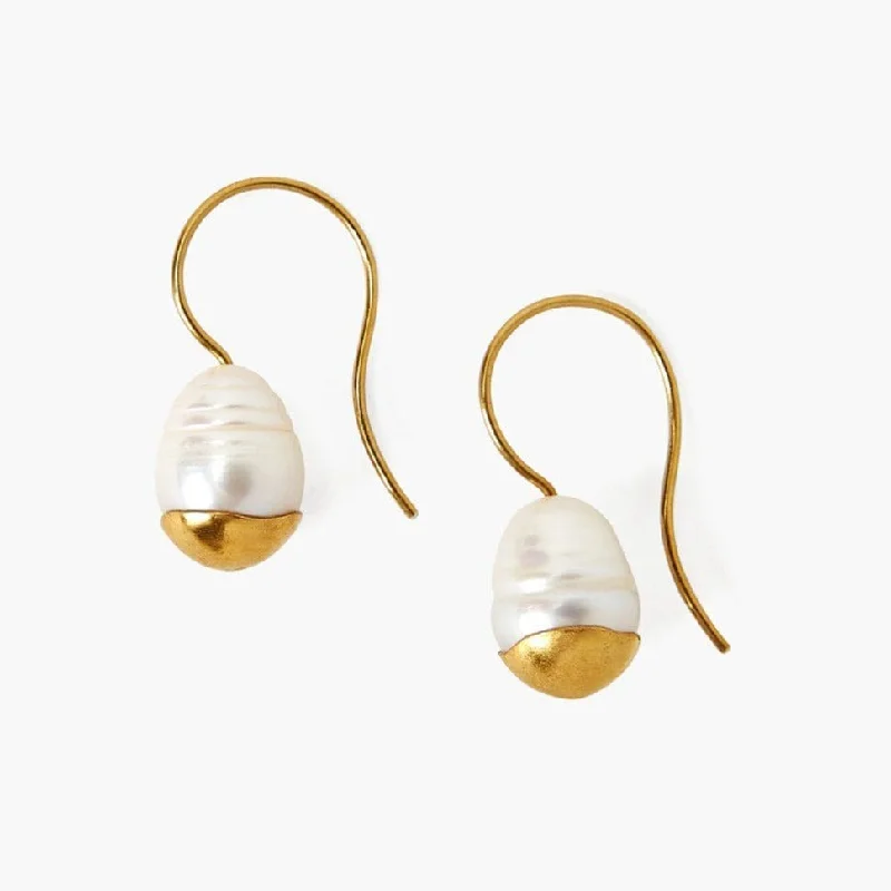 Handcrafted Earrings For Unique Style-Gold-Dipped Pearl Drop Earrings