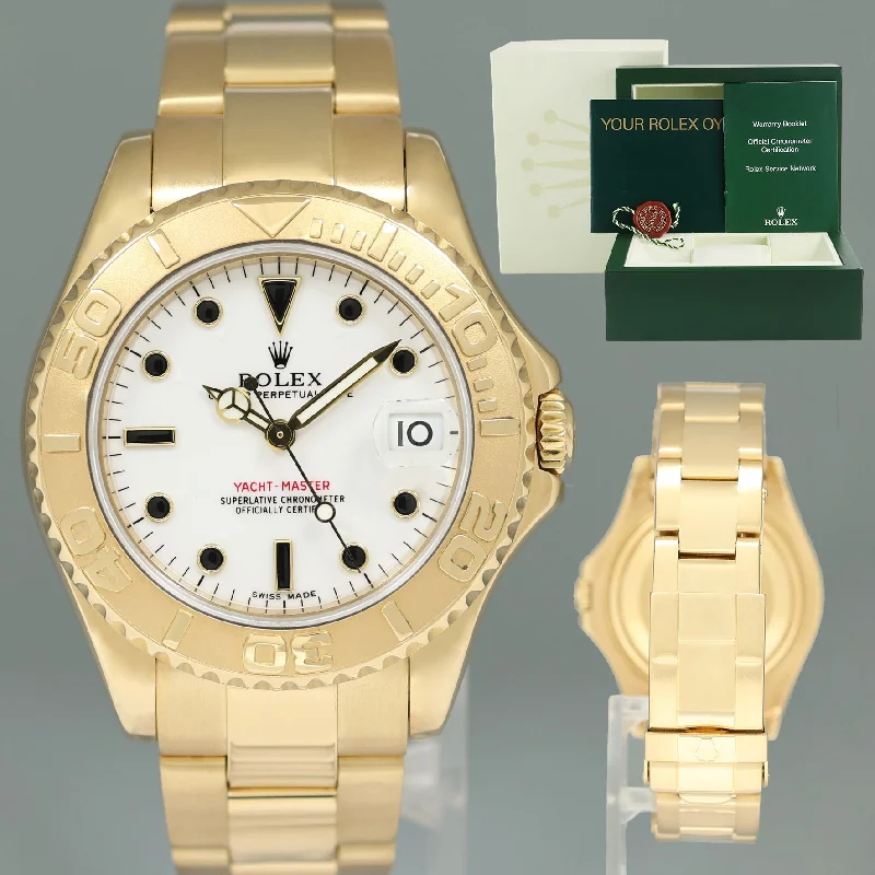 Classic Men’s Watches For Timeless Fashion-Ladies Rolex Yacht-Master 168628 35mm Yellow Gold White Sapphire Midsize Watch Box