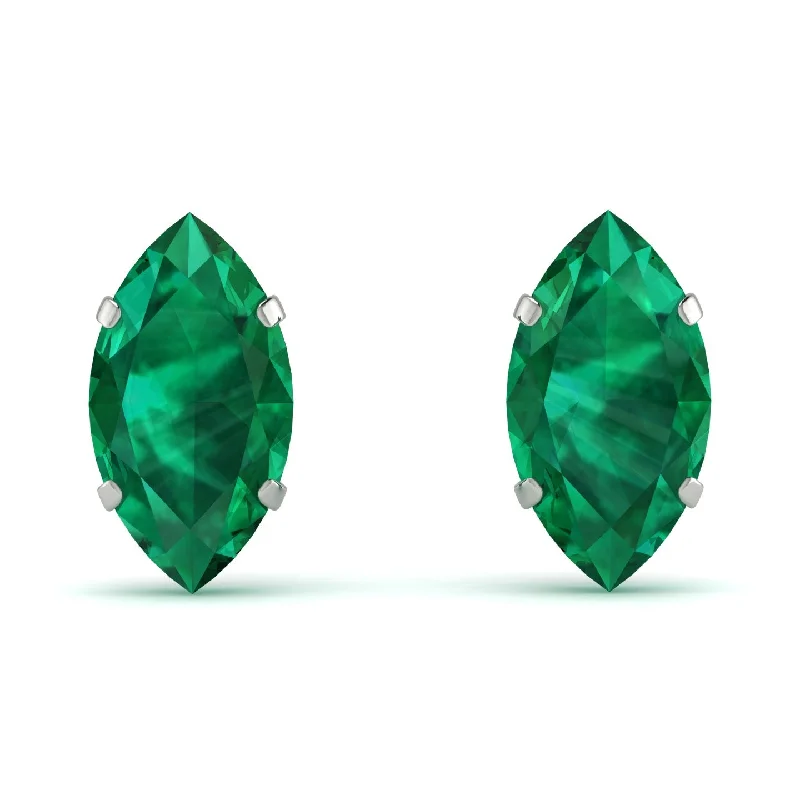 Elegant Earrings For Special Occasions-Hidden Halo Marquise Emerald Earrings - Journey No. 6