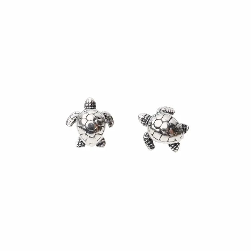 Vintage Hoop Earrings For Classic Fashion-Sterling Silver Turtle Stud Earrings