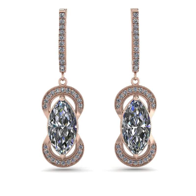 Beautiful Hoop Earrings For Special Days-Marquise Vintage Diamond Earrings - Marley No. 2