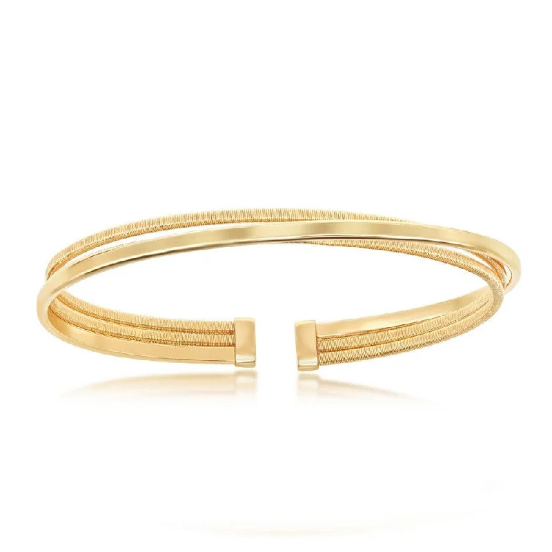 Simple Rose Gold Bangles For Everyday Wear-Sterling Silver Bonded with 14K GP Polished Wire Bangle