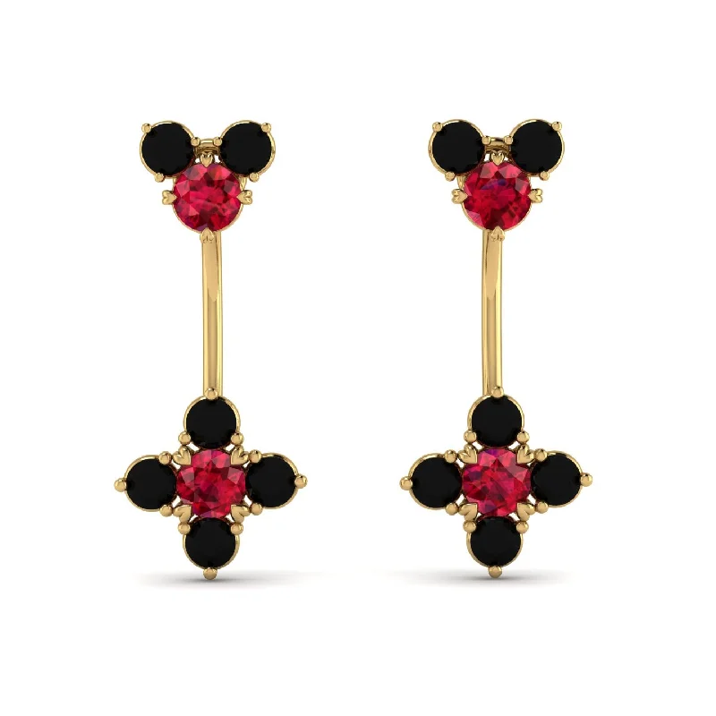 Elegant Gold Earrings For Weddings-Hanging Ruby Compass Earrings - Brittany No. 40