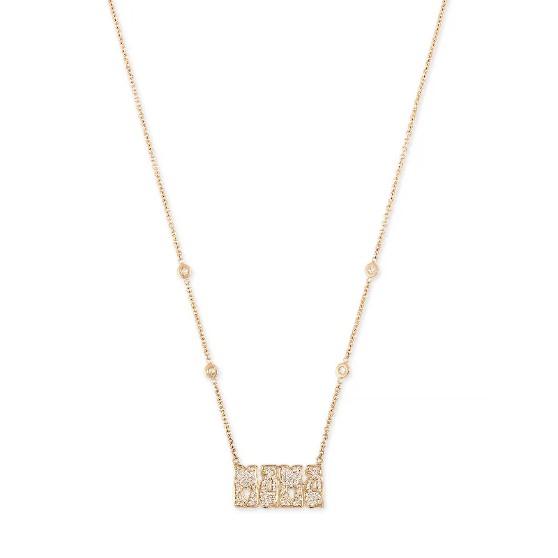 PAVE DIAMOND SMALL "MAMA" NECKLACE