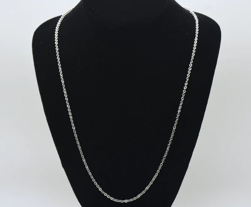 Vintage Silver Tone Metal Rolo Link Chain Necklace - 24"