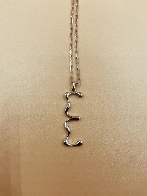 Letter E Necklace in 925 Sterling Silver