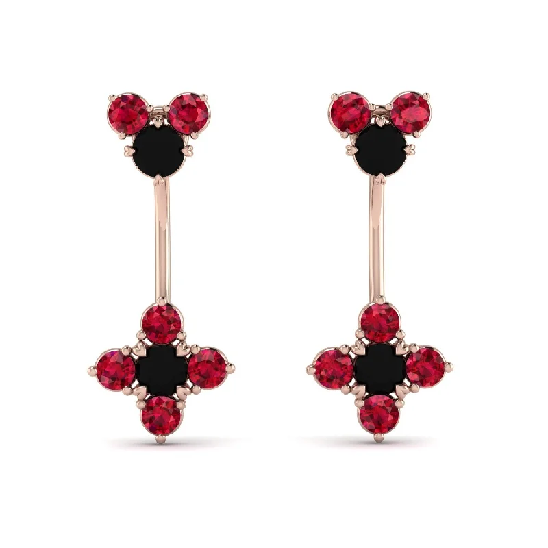 Designer Drop Earrings For Elegant Appeal-Hanging Black Diamond Compass Earrings - Brittany No. 53