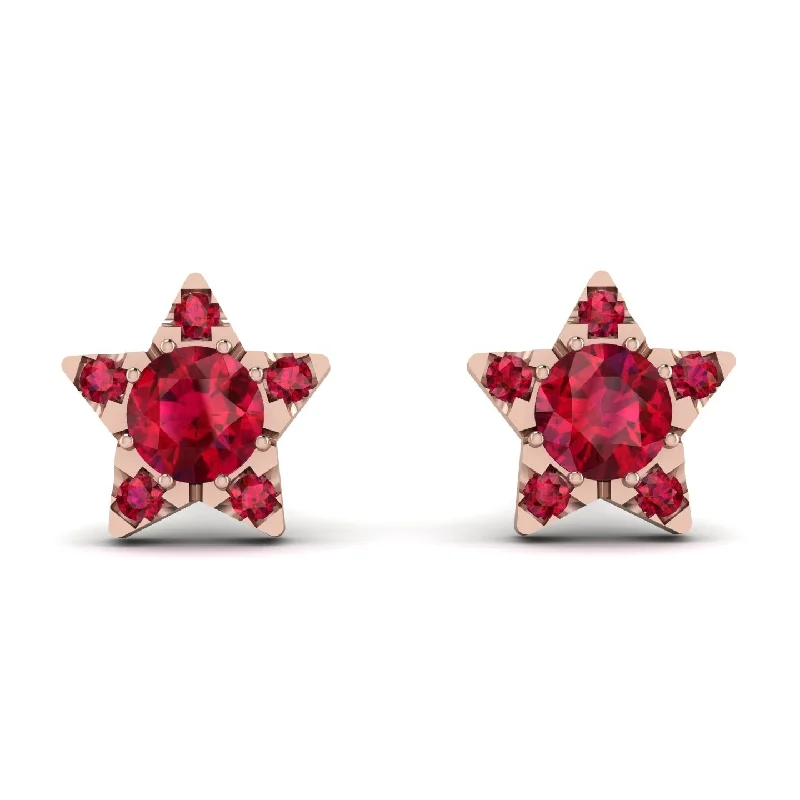 Personalized Drop Earrings For Custom Gifts-Star Halo Ruby Earrings - Zelda No. 56