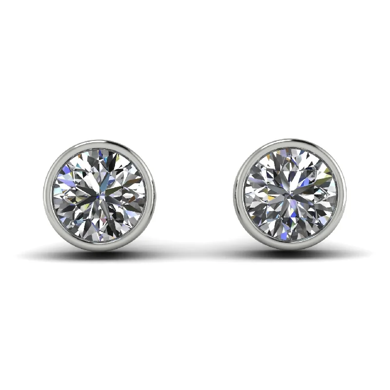 Stunning Silver Earrings For Wedding Glam-Bezel Stud Diamond Earrings - Royal No. 3