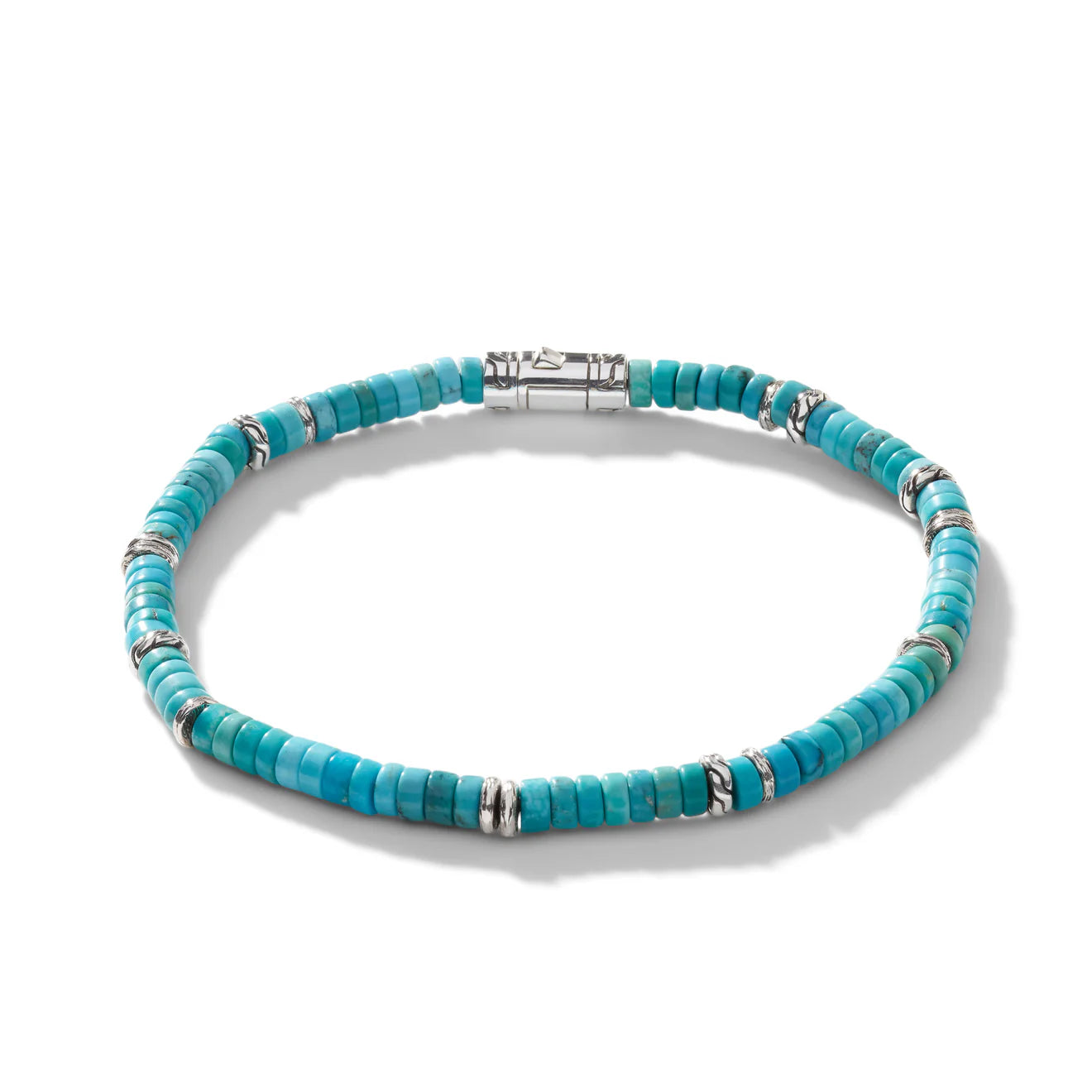 Elegant Beaded Bracelets For Fashionable Style-John Hardy Heishi Bracelet, Sterling Silver, Turqouise