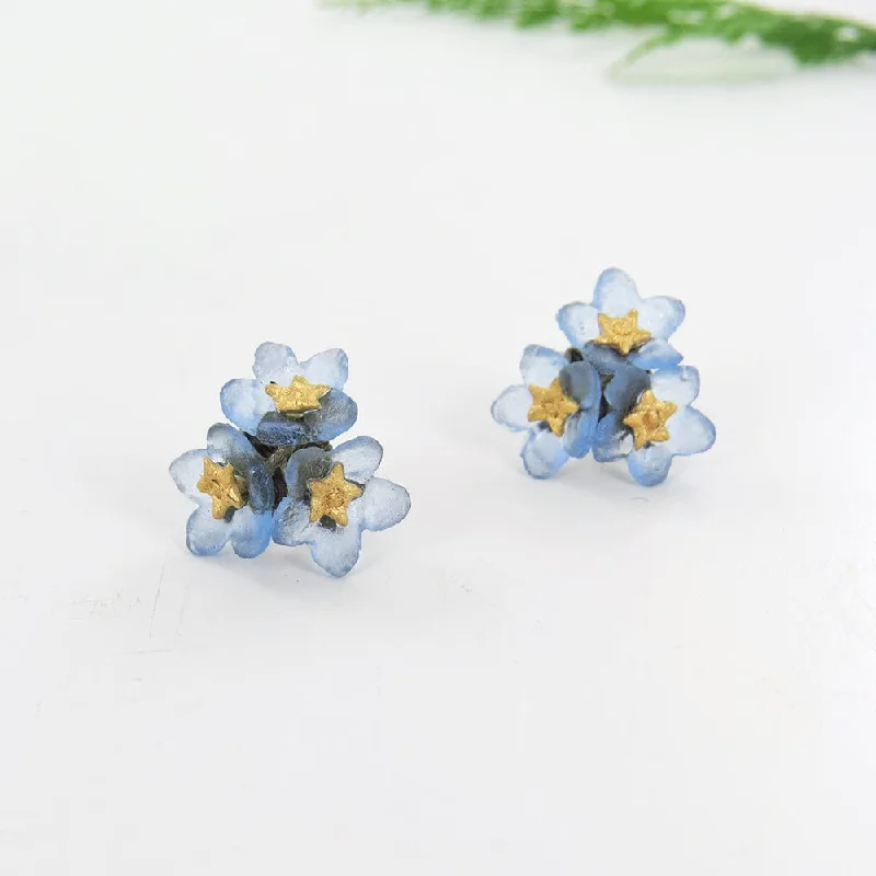 Unique Pearl Earrings For Special Moments-Forget Me Knot Three Flower Stud Earrings