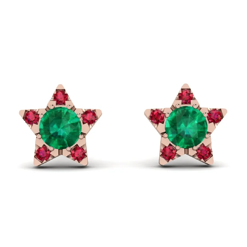 Eco-Friendly Earrings For Sustainable Fashion-Star Halo Emerald Earrings - Zelda No. 50