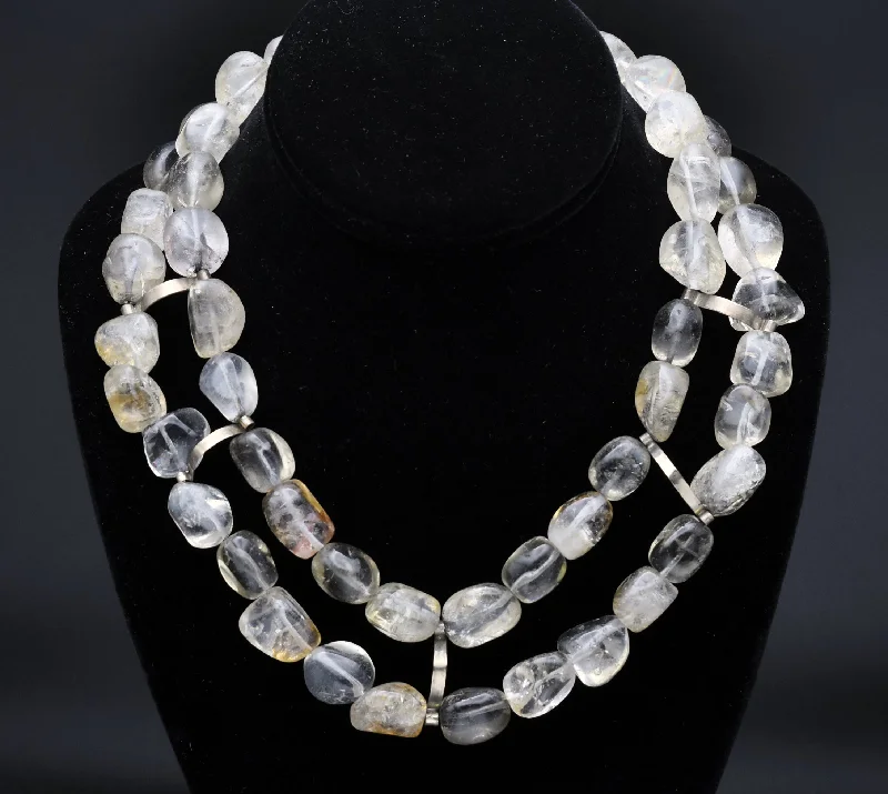 Revital - Vintage Double Strand Tumbled Citrine Bead Necklace - 17.5"