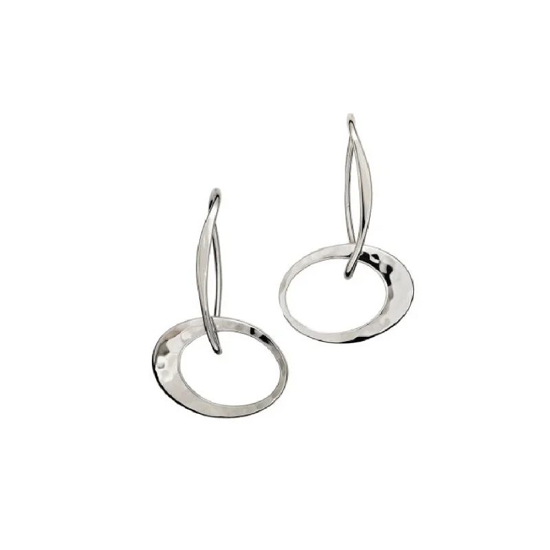 Unique Drop Earrings For Creative Style-Sterling Silver Petite Elliptical Earrings