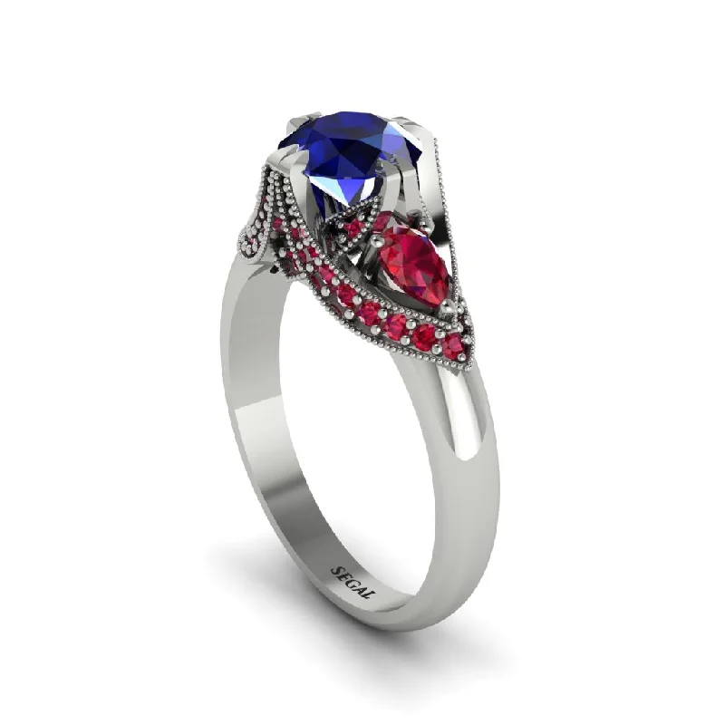 Gorgeous Wedding Rings For Bridal Glam-Sapphire Vintage Round Cut Engagement Ring - Kali No. 60