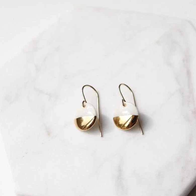 Affordable Hoop Earrings For Stylish Looks-White Gold Dipped Circle Drop Earrings