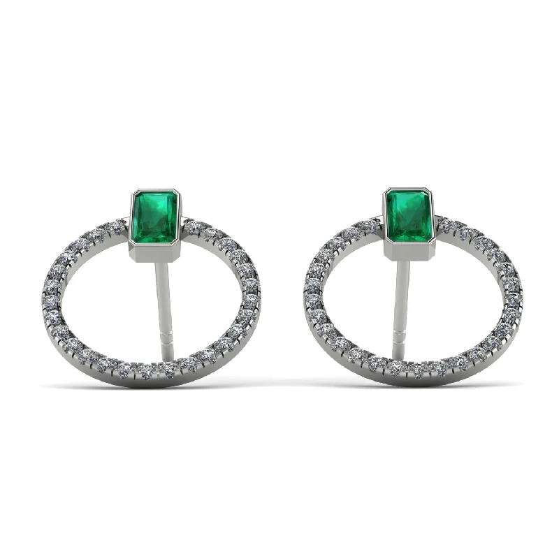 Timeless Pearl Earrings For Wedding Day-Emerald Cut Circle Emerald Earrings - Oaklyn No. 6