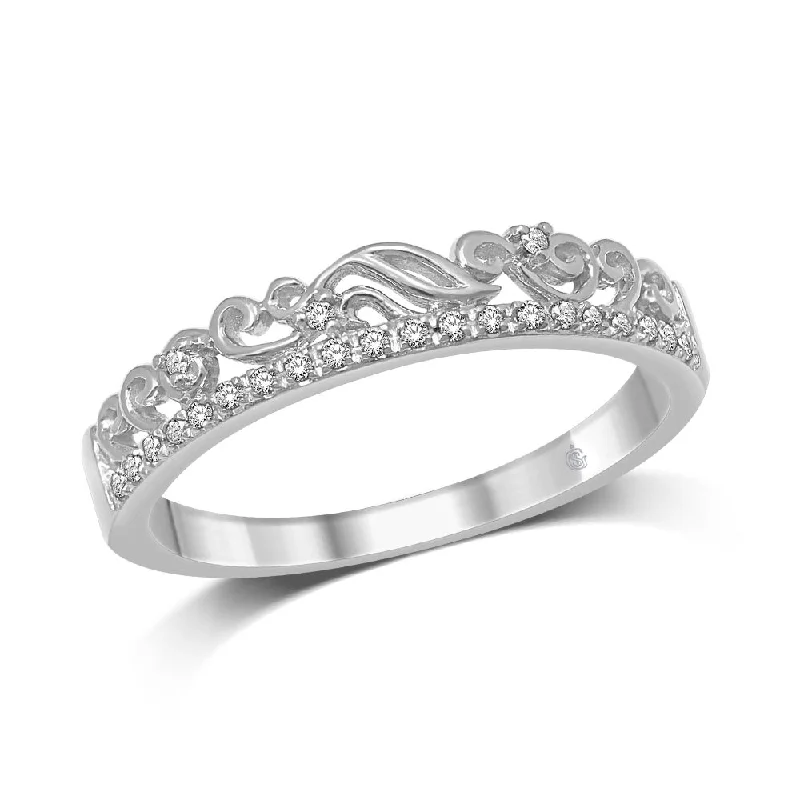 Custom Engagement Rings For Personalized Proposals-14K White Gold 1/20 CTW Diamond Stackable Band