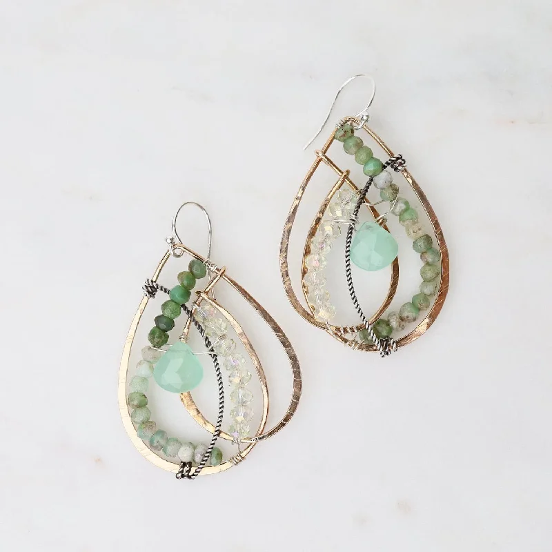 Long Dangle Earrings For Party Glam-Chrysoprase Drop Earrings