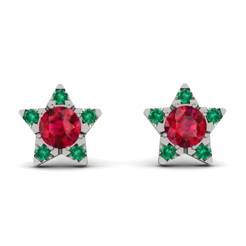 Artistic Beaded Earrings For Boho Style-Star Halo Ruby Earrings - Zelda No. 27