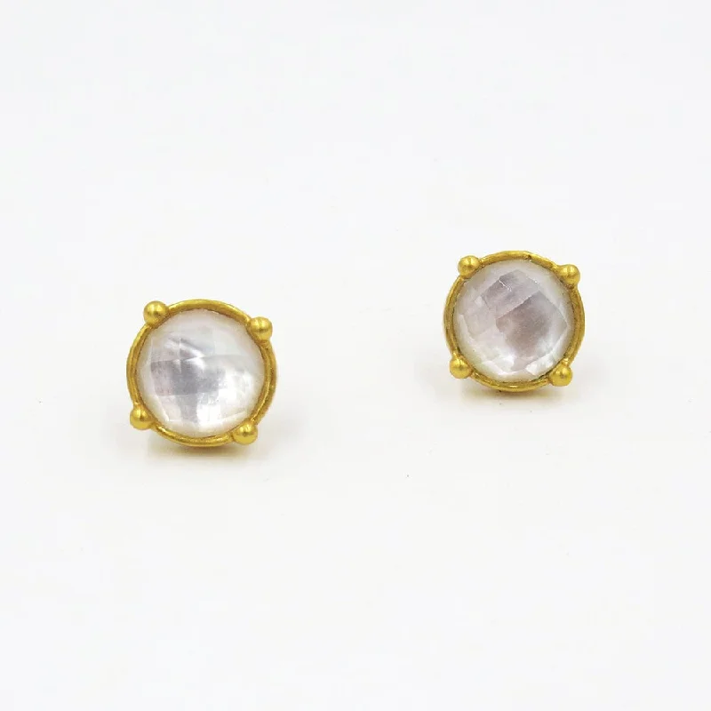 Gold Earrings For Bridesmaids Gifts-Clear Crystal Honey Stud Earrings