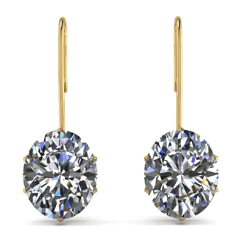 Elegant Gold Earrings For Weddings-Oval Hidden Halo Diamond Earrings - Gemma No. 1